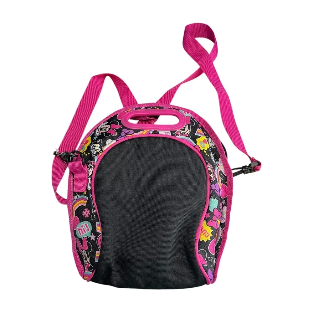 Disney Minnie Mouse Insulated Lunch Bag Pink Black 3D Ears Shoulder Strap Kids